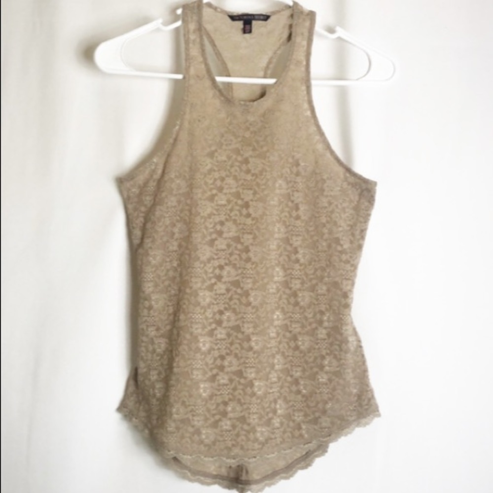 Victoria secret’s tank top in tan color, lace